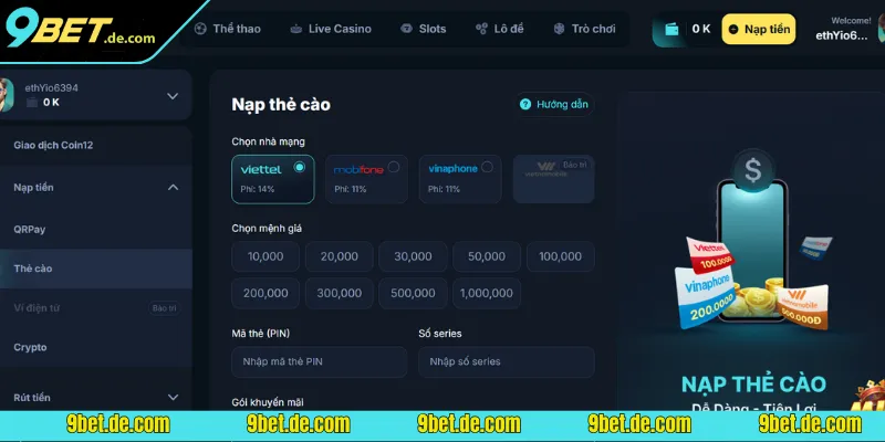 Chi tiết cách tăng số dư cược bằng thẻ cào di động thuận tiện